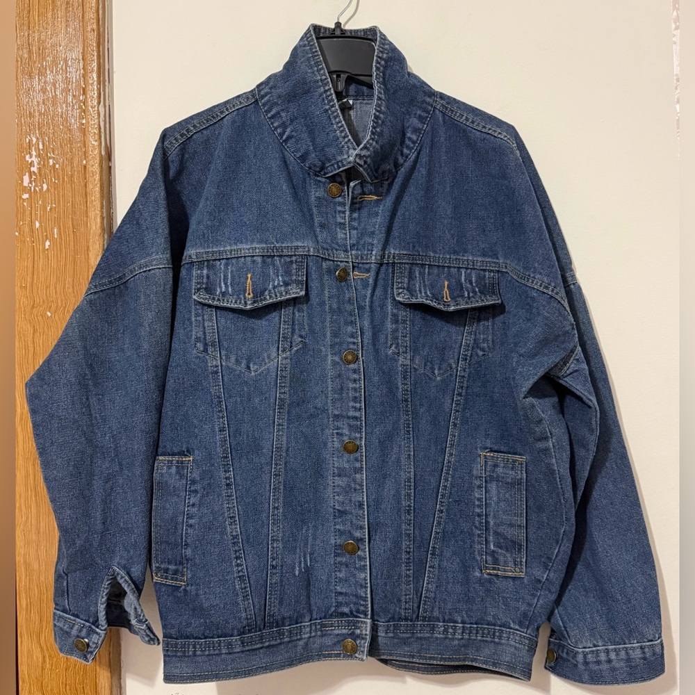 Distressed Denim Jean Jacket Oversized